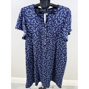 Aria Collection Nightgown Womens 4X Floral Split Neck Pleated Front Sweater Knit